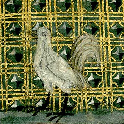 Miniature of capon - Encyclopedia “De proprietatibus rerum” by Bartholomaeus Anglicus, 1240 ca.